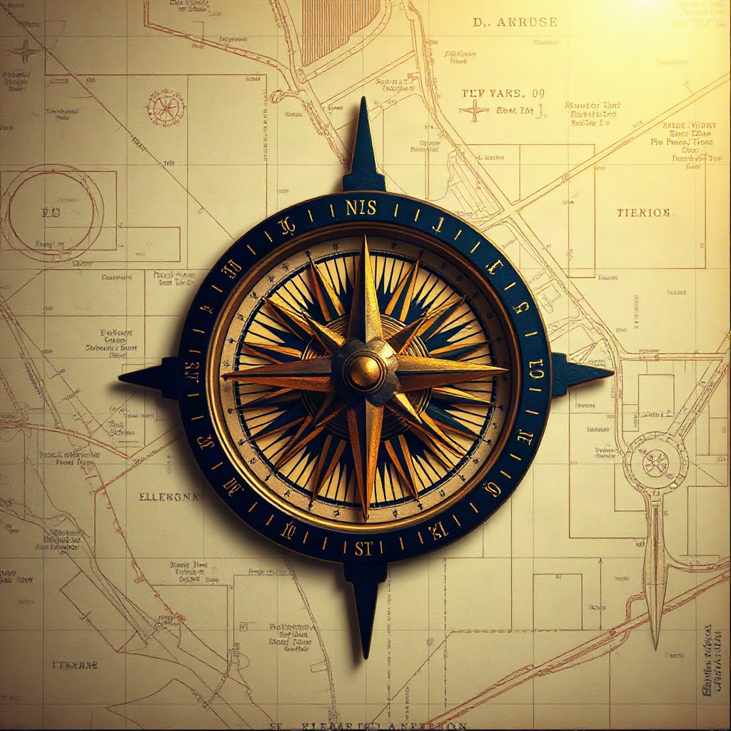 Aviation chart compass detail
