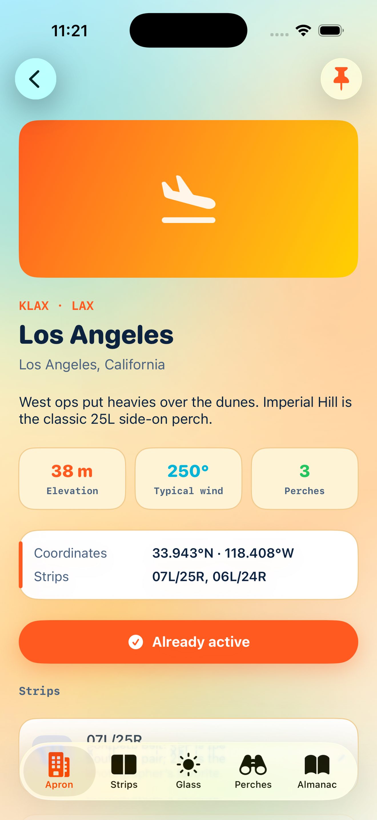 Apron briefing screen